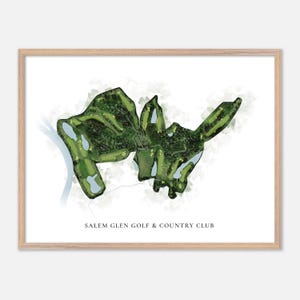 Salem Glen Golf & Country Club a Clemmons, North Carolina - Mappa classica ad acquerello / Regalo per golfisti, Arte murale per golf, Stampa poster per golf