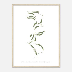 De kampioenschapsbaan in Incline Village, Nevada - moderne aquarelkaart | Golfer cadeau, golf kunst aan de muur, golf poster print, baanindeling