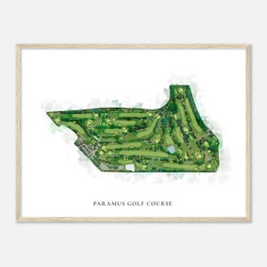 Paramus Golf Course, New Jersey - Classic Watercolor Map | Golfer Gift, Golf Wall Art, Golf Poster Print, Course Layout