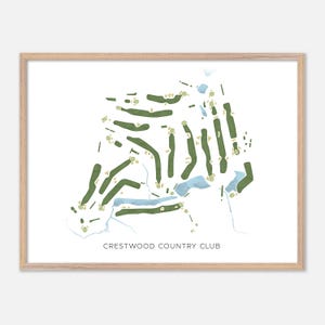 Crestwood Country Club a Rehoboth, Massachusetts - Mappa moderna ad acquerello / Regalo per golfisti, Arte murale per golf, Stampa poster per golf, Layout del campo