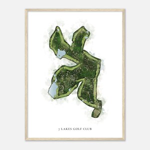 7 Lakes Golf Club, North Carolina - Classic Watercolor Map | Golfer Gift, Golf Wall Art, Golf Poster Print, Course Layout