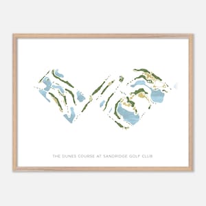 The Dunes Course bij Sandridge Golf Club in Vero Beach, Florida: moderne aquarelkaart | Golfcadeau, golfmuurkunst, golfposterprint
