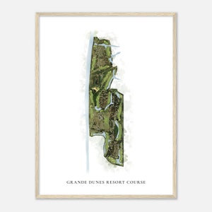 Grande Dunes Resort South Carolina - Klassische Aquarell Karte | Golfer Geschenk, Golf Wandkunst, Golf Poster Druck, Platz Layout