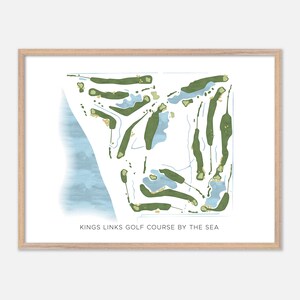 Kings Links Golf Platz am Meer in Kanada - Moderne Aquarell Landkarte | Golfer Geschenk, Golf Wandkunst, Golf Poster Druck, Platz Layout