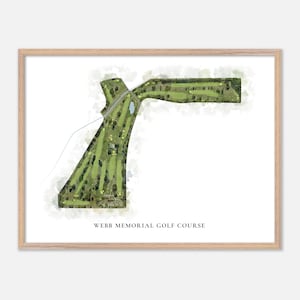 Webb Memorial Golf Course à Baton Rouge, Louisiane - Carte aquarelle classique | Cadeau de golfeur, oeuvre d'art murale de golf, impression d'affiche de golf