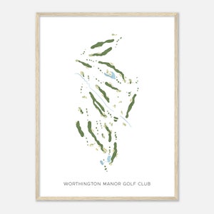 Worthington Manor Golf Club, Maryland - moderne aquarelkaart | Golfer cadeau, golf kunst aan de muur, golf poster print, baanindeling