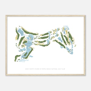 King's North Platz im Myrtle Beach National Golf Club, South Carolina - Moderne Aquarell Karte | Golfspieler Geschenk, Golf Wandkunst