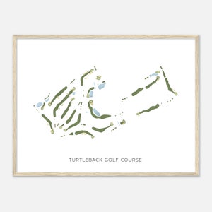 Parcours de golf Turtleback, Wisconsin - Carte aquarelle moderne | Cadeau golfeur, oeuvre d'art murale de golf, impression d'affiche de golf, aménagement du parcours