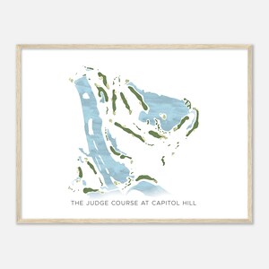 De rechtercursus in Capitol Hill, Alabama - moderne aquarelkaart | Golfer cadeau, golf kunst aan de muur, golf poster print, baanindeling