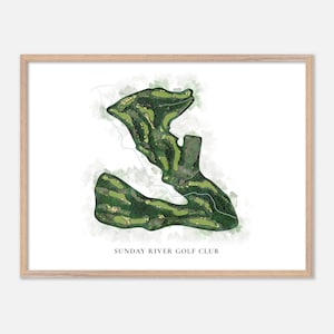 Sonntag River Golf Club in Newry, Maine - Klassische Aquarell Karte | Golfer Geschenk, Golf Wandkunst, Golf Poster Druck, Platz Layout