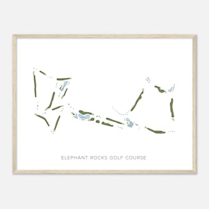 Parcours de golf d'Elephant Rocks, Arizona - Carte aquarelle moderne | Cadeau golfeur, oeuvre d'art murale de golf, impression d'affiche de golf, aménagement du parcours
