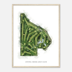 Zintel Creek Golf Club, Washington - Klassische Aquarell Karte | Golfer Geschenk, Golf Wandkunst, Golf Poster Druck, Platz Layout