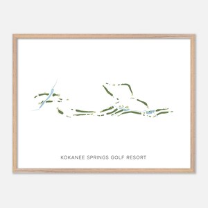Kokanee Springs Golf Resort, Canada - Carte moderne en aquarelle | Cadeau golfeur, oeuvre d'art murale de golf, impression d'affiche de golf, aménagement du parcours