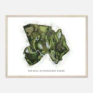 Der Stier bei Pinehurst Farms, Wisconsin - Klassische Aquarell-Karte | Golfer Geschenk, Golf Wandkunst, Golf Poster Druck, Platz Layout