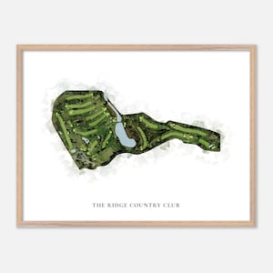 Der Ridge Country Club in Gilford, New Hampshire - klassische Aquarell-Karte | Golfer Geschenk, Golf Wandkunst, Golf Poster Druck, Platz Layout