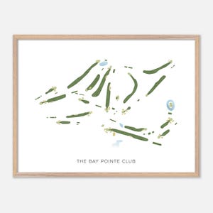 The Bay Pointe Club in Wareham, Massachusetts - Moderne Aquarell Landkarte | Golfer Geschenk, Golf Wandkunst, Golf Poster Druck, Platz Layout
