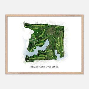 Heron Point Golf Links in, Canada: klassieke aquarelkaart | Golfcadeau, golfmuurkunst, golfposterprint, baanindeling