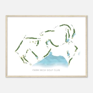 Farm Neck Golf Club, Massachusetts - Moderne Aquarell Landkarte | Golfer Geschenk, Golf Wandkunst, Golf Poster Druck, Platz Layout
