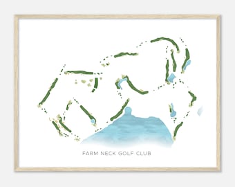 Farm Neck Golf Club, Massachusetts - Modern Watercolor Map | Golfer Gift, Golf Wall Art, Golf Poster Print, Course Layout