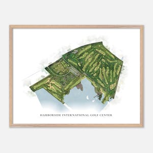 Haberside International Golf Center in Chicago, Illinois - Klassische Aquarell Karte | Golfer Geschenk, Golf Wandkunst, Golf Poster Druck