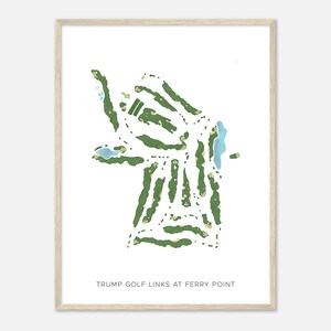 Trump Golf Links bij Ferry Point, New York - Moderne aquarelkaart | Golfer cadeau, golf kunst aan de muur, golf poster print, baanindeling