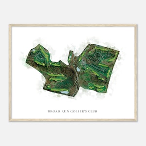 Breit Run Golfer's Club, Pennsylvania - Klassische Aquarell Landkarte | Golfer Geschenk, Golf Wandkunst, Golf Poster Druck, Platz Layout