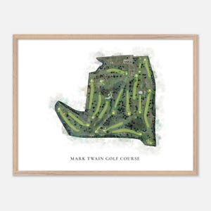 Mark Twain Golf Club in Elmira, New York - Klassische Aquarell-Karte | Golfer Geschenk, Golf Wandkunst, Golf Poster Druck, Platz Layout