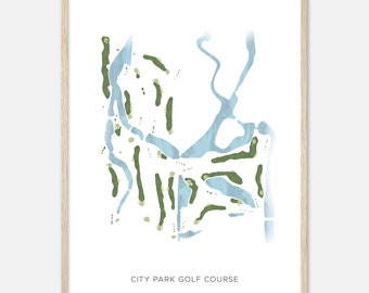 City Park Golf Course, Louisiana - Modern Watercolor Map | Golfer Gift, Golf Wall Art, Golf Poster Print, Course Layout