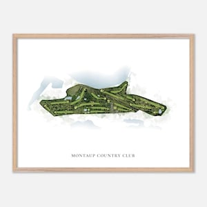 Montaup Country Club à Portsmouth, Rhode Island - Carte aquarelle classique | Cadeau golfeur, oeuvre d'art murale de golf, impression d'affiche de golf, aménagement du parcours