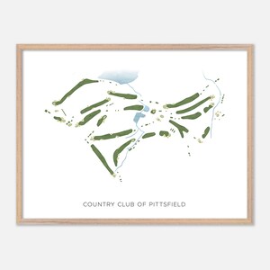 Country Club Of Pittsfield a Pittsfield, Massachusetts - Mappa moderna ad acquerello / Regalo per golfisti, Arte murale per golf, Stampa poster per golf