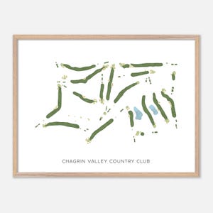 Chagrin Valley Country Club in Moreland Hills, Ohio: moderne aquarelkaart | Golfcadeau, golfmuurkunst, golfposterprint, baanindeling