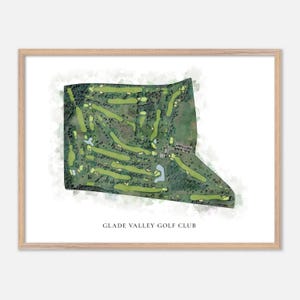 Glade Valley Golf Club in Walkersville, Maryland: klassieke aquarelkaart | Golfcadeau, golfmuurkunst, golfposterprint, baanindeling