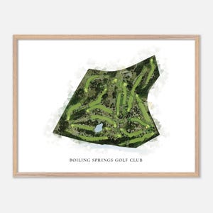 Boiling Springs Golf Club à Woodward, Oklahoma - Carte aquarelle classique | Cadeau golfeur, oeuvre d'art murale de golf, impression d'affiche de golf, aménagement du parcours