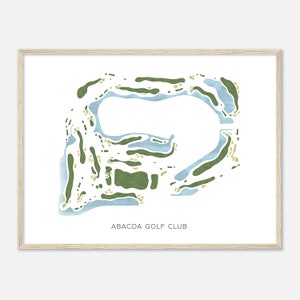 Abacoa Golf Club, Florida - Moderne aquarelkaart | Golfer cadeau, golf kunst aan de muur, golf poster print, baanindeling