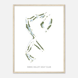 Swan Valley Golf Club, Michigan - moderne aquarelkaart | Golfer cadeau, golf kunst aan de muur, golf poster print, baanindeling
