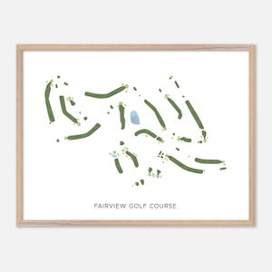 Parcours de golf de Fairview au Liban, Pennsylvanie - Carte aquarelle moderne | Cadeau golfeur, oeuvre d'art murale de golf, impression d'affiche de golf, aménagement du parcours