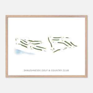 Shaughnessy Golf & Country Club a , Canada - Mappa moderna ad acquerello / Regalo per golfisti, Arte murale per golf, Stampa poster per golf, Layout del campo