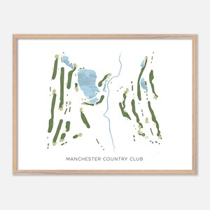 Manchester Country Club a Manchester, Vermont - Mappa moderna ad acquerello / Regalo per golfisti, Arte murale per golf, Stampa poster per golf, Layout del campo