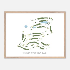 Club de golf Beaver River à West Kingston, Rhode Island - Carte aquarelle moderne | Cadeau de golfeur, oeuvre d'art murale de golf, impression d'affiche de golf