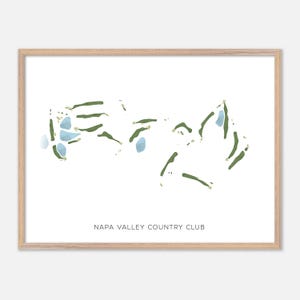 Napa Valley Country Club in Napa, Californië: moderne aquarelkaart | Golfcadeau, golfmuurkunst, golfposterprint, baanindeling