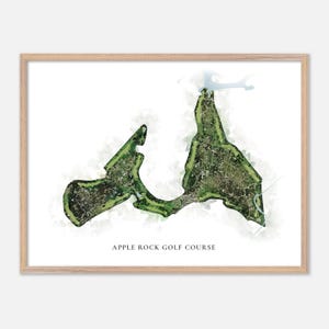 Parcours de golf Apple Rock à Horseshoe Bay, Texas - Carte classique à l'aquarelle | Cadeau golfeur, oeuvre d'art murale de golf, impression d'affiche de golf, aménagement du parcours