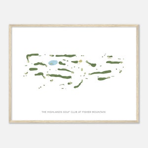 De Highlands Golf Club in Fisher Mountain, West Virginia - Moderne aquarelkaart | Golfer cadeau, golf kunst aan de muur, golf poster print
