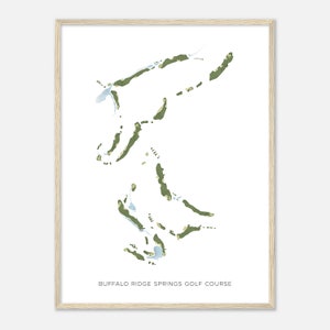 Buffalo Ridge Springs Golf Club, Missouri - Moderne Aquarell Landkarte | Golfer Geschenk, Golf Wandkunst, Golf Poster Druck, Platz Layout