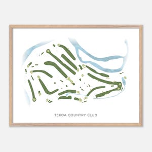 Tekoa Country Club a Westfield, Massachusetts - Mappa moderna ad acquerello / Regalo per golfisti, Arte murale per golf, Stampa poster per golf, Layout del campo