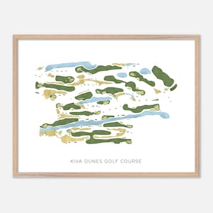 Parcours de golf de Kiva Dunes à Gulf Shores, Alabama - Carte aquarelle moderne | Cadeau golfeur, oeuvre d'art murale de golf, impression d'affiche de golf, aménagement du parcours