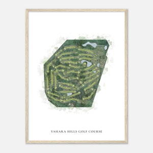 Campo de golfe Yahara Hills, Wisconsin - mapa clássico em aquarela | Presente para golfista, arte de parede de golfe, impressão de pôster de golfe, layout do campo