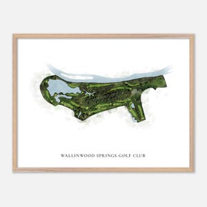 Wallinwood Springs Golf Club à Jenison, Michigan - Carte aquarelle classique | Cadeau golfeur, oeuvre d'art murale de golf, impression d'affiche de golf, aménagement du parcours