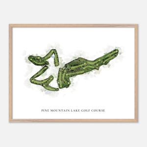 Golfbaan Pine Mountain Lake in Groveland, Californië: klassieke aquarelkaart | Golfcadeau, golfmuurkunst, golfposterprint