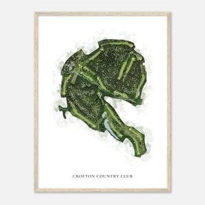 Crofton Country Club, Maryland - Klassische Aquarell-Karte | Golfer Geschenk, Golf Wandkunst, Golf Poster Druck, Platz Layout