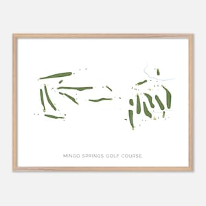 Parcours de golf de Mingo Springs à Rangeley, Maine - Carte aquarelle moderne | Cadeau golfeur, oeuvre d'art murale de golf, impression d'affiche de golf, aménagement du parcours